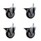 Service Caster 4'' Maroon Poly Swivel 7/16'' Grip Ring Stem Caster Set with Brake, 4PK SCC-GR20S414-PPUB-MRN-PLB-716138-4 - alternate 1